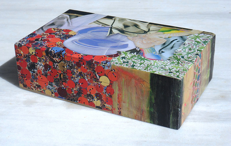Colorful box with art collage Colorful box with art collage