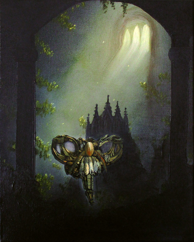 The Angel, The Engine - Art show The Angel, The Engine - Art show: Gray dystopic sci-fi painting