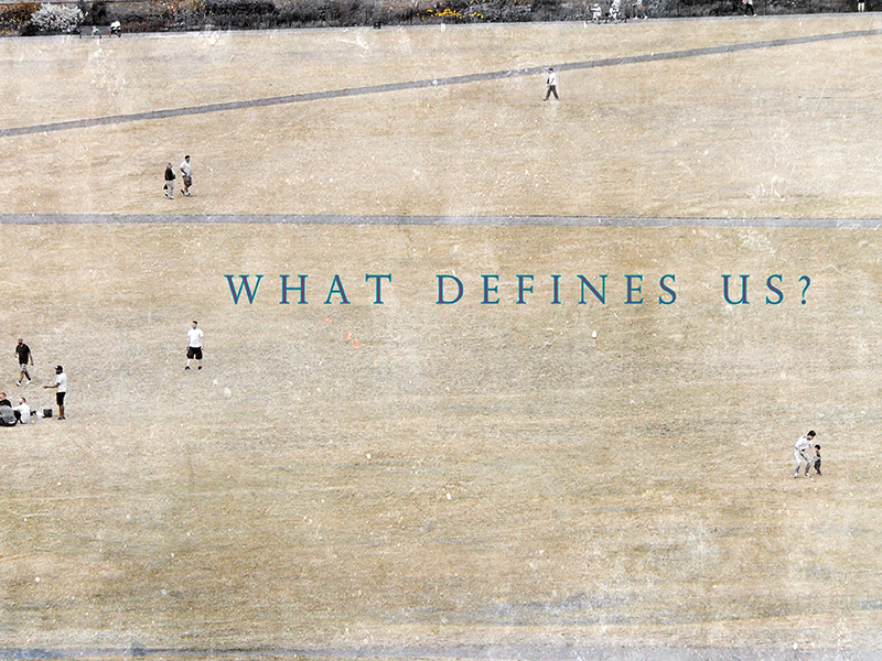 What Defines Us? Group show Abstract cityscape with humans, remotely: Group Art Show